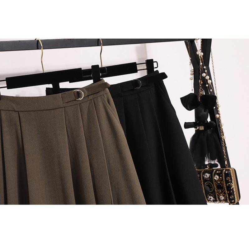 DIMANAF 2025 Nowe Wiosna Lato Damskie Długie Spódnice Plus Size Wysoki Stan Vintage Elastyczne Eleganckie Plisowane Spódnice Luźne