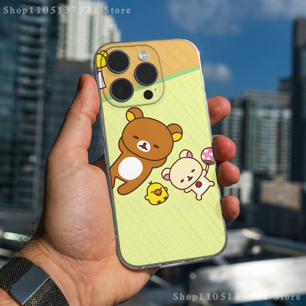 

Cartoon Cute Rilakkuma Phone Case For iPhone 16,15,17,12,13,14,11 Max,Pro,Plus,X,XS,XR,SE4,E Mini Transparent Cover iPhoneXSMAX
