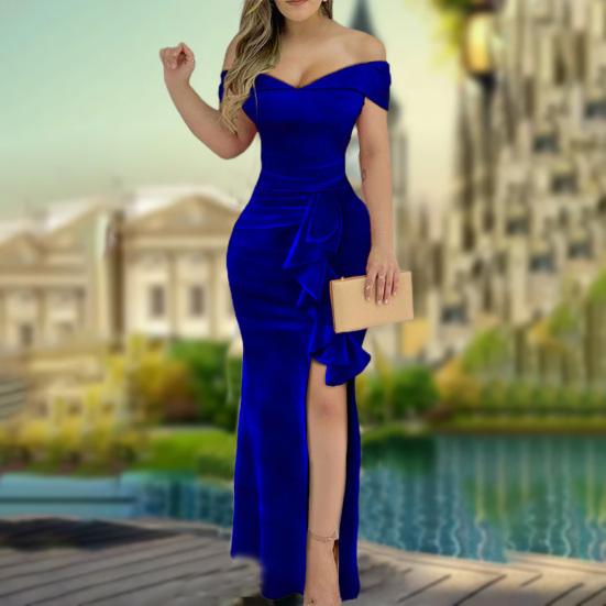 Playa Mujer Ropa de baño Vestido formal Off Shoulder Split Velvet Elegante  vestido largo para banquete comprar a buen precio — entrega gratuita,  reseñas reales con fotos — Joom