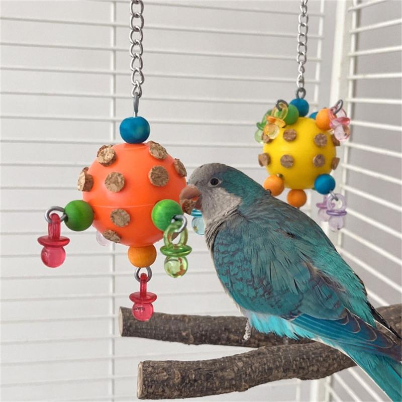 Pet Bird Tooth Chew Toy Natural Corks Puzzle for Cockatiel Conure Cockatoos Teeth Grinding Perfect for Cage Bird