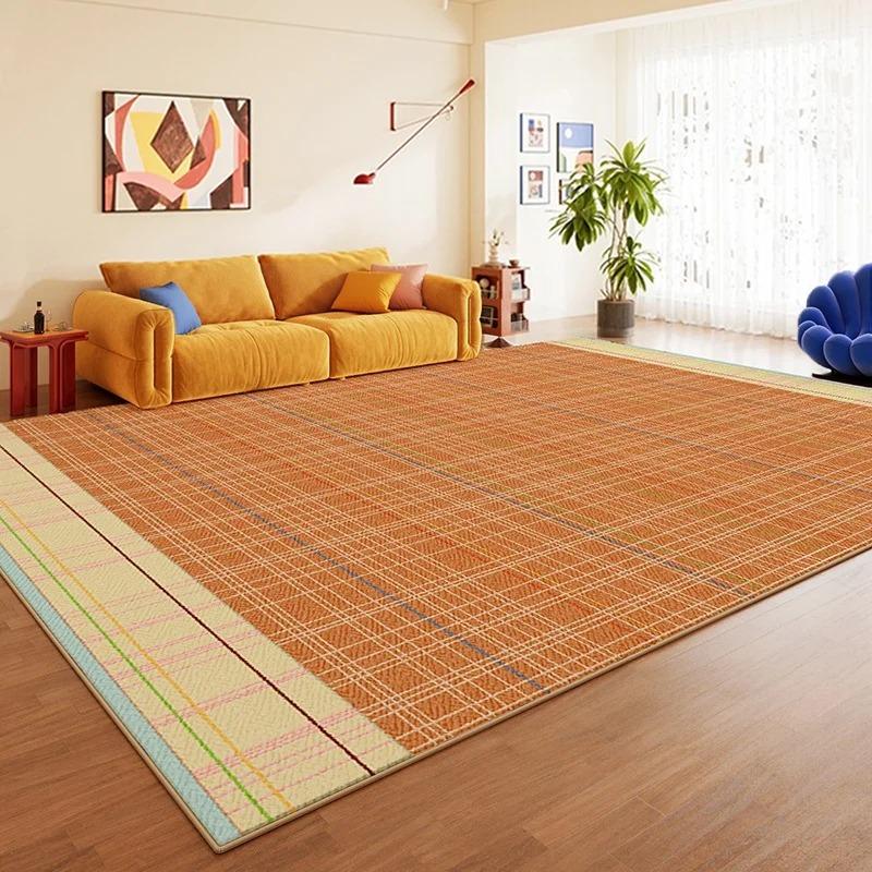 Living Room Carpet Non-slip Soft Stain-resistant Floor Mat Colorful Striped Color-blocked Rug Large-sized Home Decor Mats
