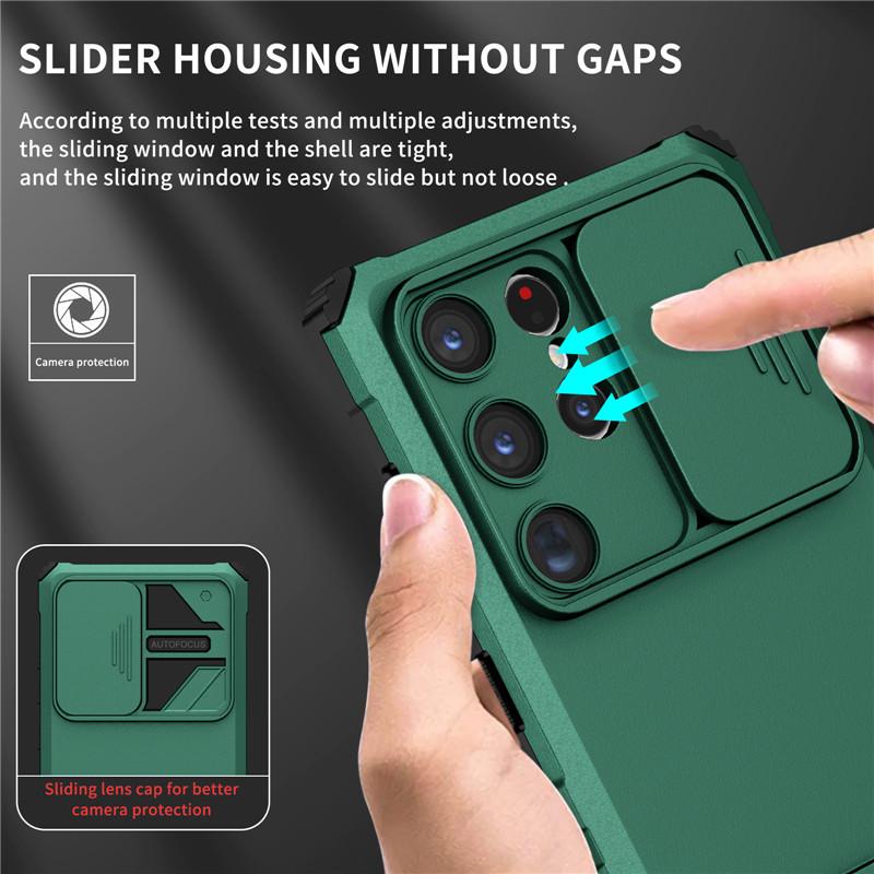 Rugged Armor Shockproof Phone Case for Samsung Galaxy S24 Plus S24 Ultra S 24 Camera Protection Holder Stand Back Cover