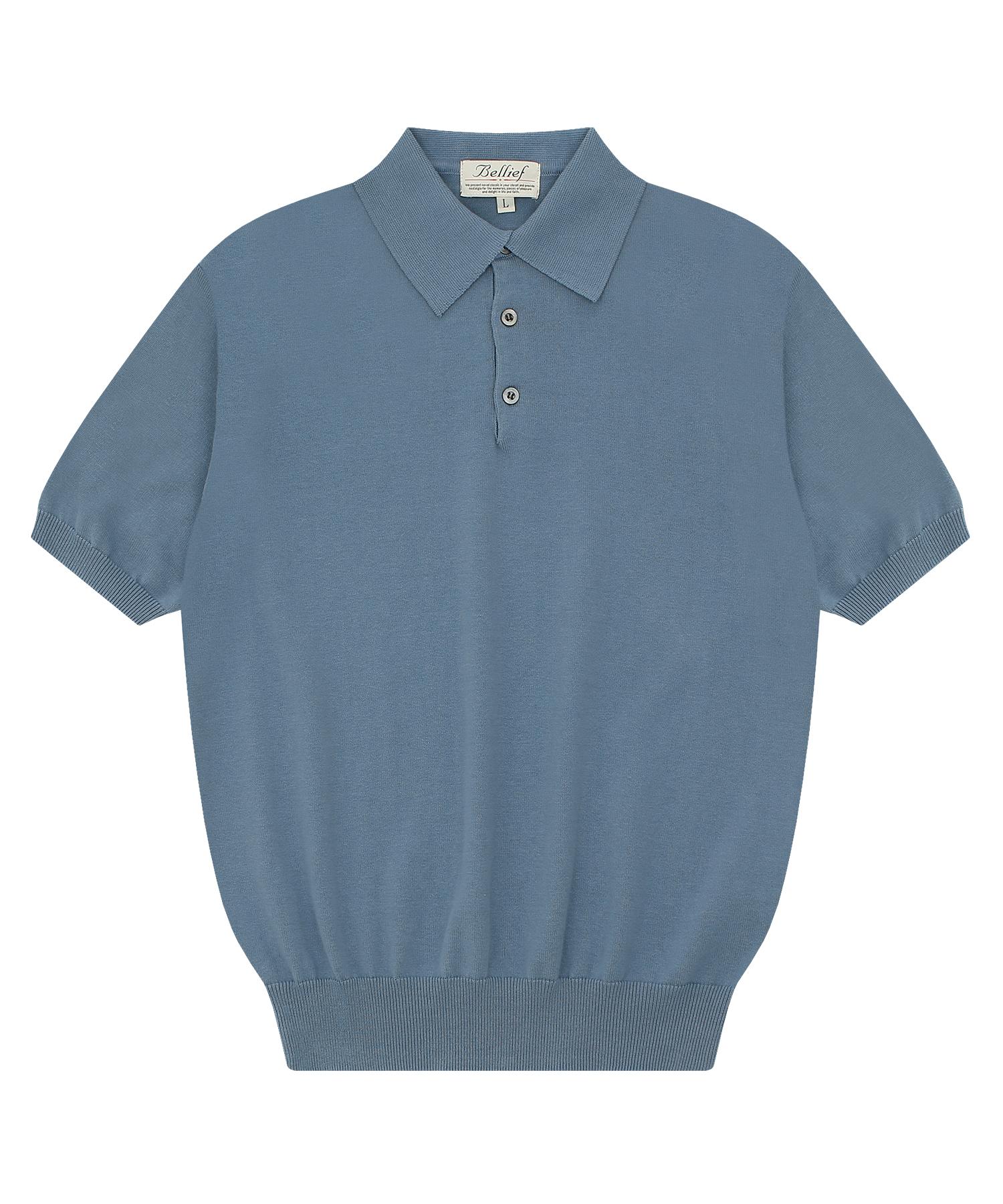 Belief Essential Short Sleeve Polo Knit (Marine Blue) M