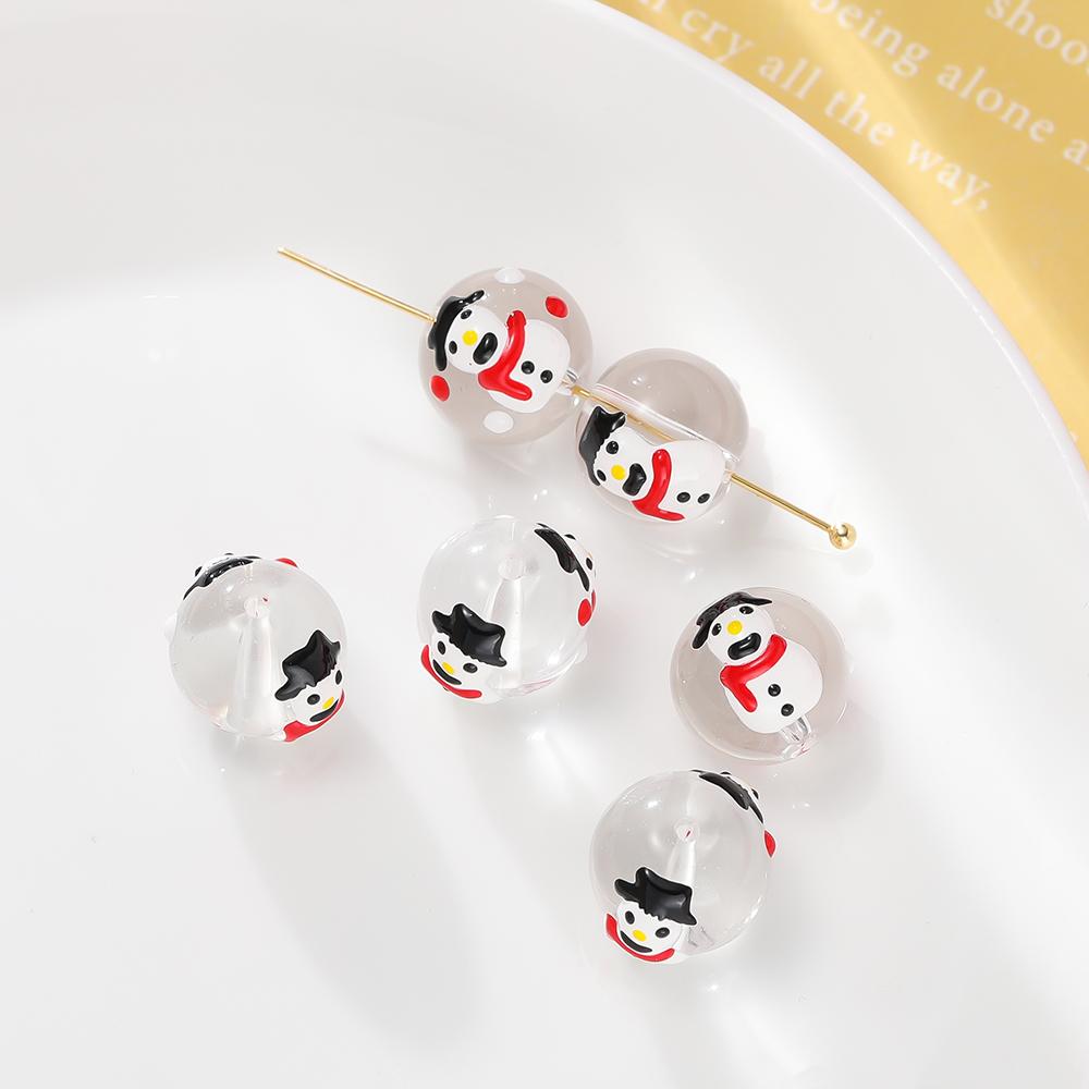 5pcs/lot Christmas Elements Glass Beads Loose Spacer Beads For Jewelry Making DIY Bracelet Necklace Accessories
