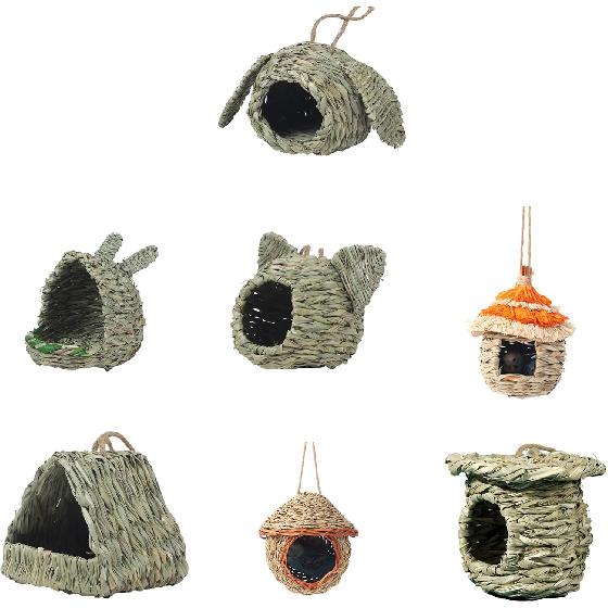 Grass Bird Nest Hangable Nest House Bird Cage Small Birdcages Tent Outdoor Garden Sleep Nest for Wildlife Bird