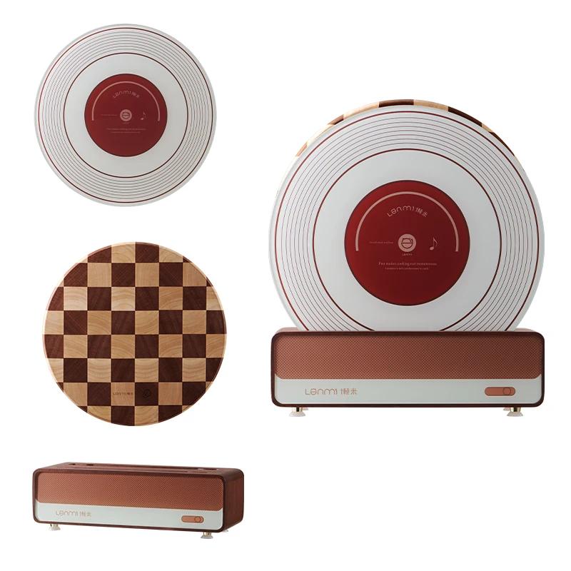 LANMI Доска разделочная из черного дерева, шахматная доска, двусторонняя, антибактериальная, для фруктов, мяса, разделочная доска, кухонный аксессуар