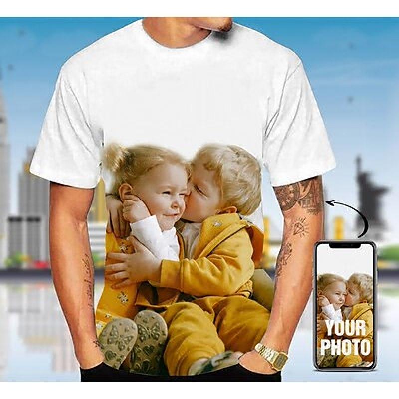 T-shirt da uomo Tee Personalizzata La Tua Esclusiva T-shirt Stampata 3D All Over Abbigliamento Stampato per Esterni Strada Manica Corta Abbigliamento Sportivo Fas
