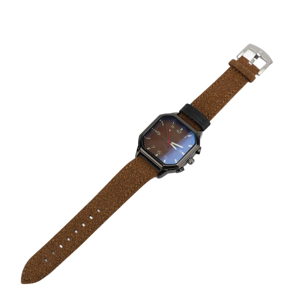 Men Watch Quartz Movement Leather Strap Stylish Retro Wristwatch for Indoor Outdoor Activities Daily Sports