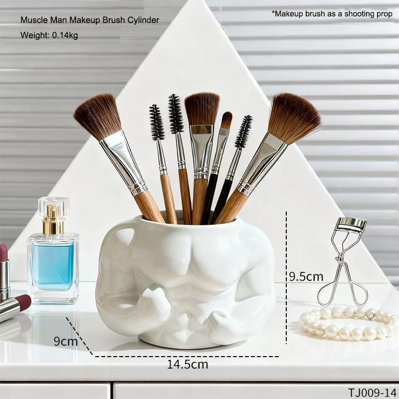 

Creative Muscle Man Makeup Brush Cylinder Home Storage Ornament Office Desktop Decoration Makeup Brush Organizer Souvenir Gift