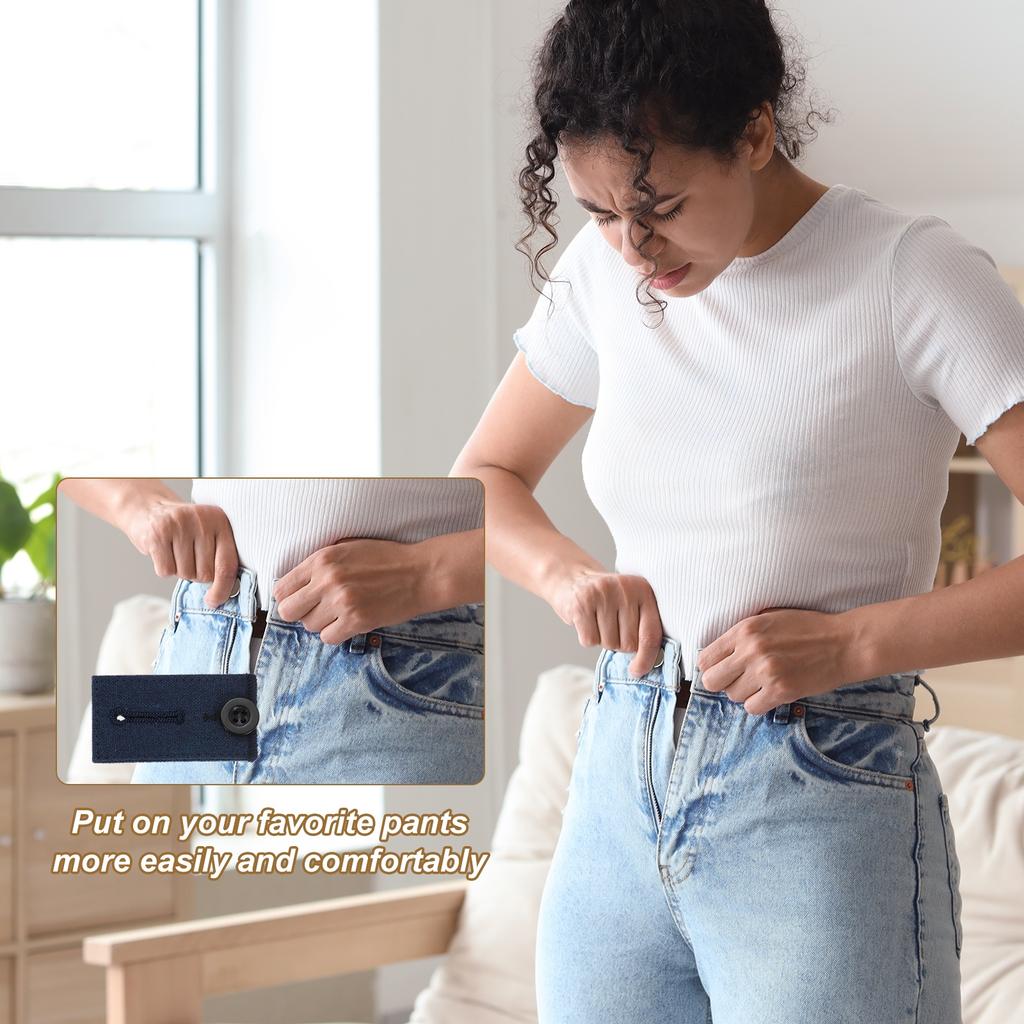 4 st Knappförlängare för Byxor Lång Spänne Krok Stretchjustering Midjespänne Förlängning Kvinnor Män Byxor Jeans 2.6x1.4"