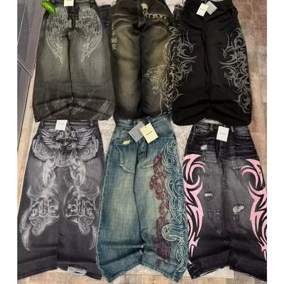 VibeStreet American Fashion New Black Old Washed Holes Baggy Jeans Ladies Y2K Vintage Punk Fashion Casual Joker High Waist Wide Leg Pants