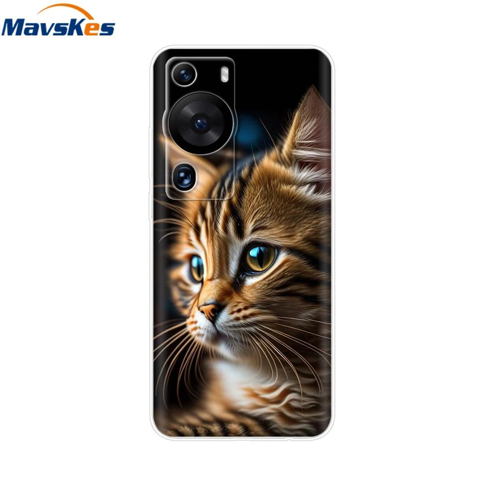 For Huawei P60 Pro Case Cute Heart Cartoon Painted Silicone Clear TPU Back Cover For Huawei P 60 P60 2023 P60Pro Phone Cases