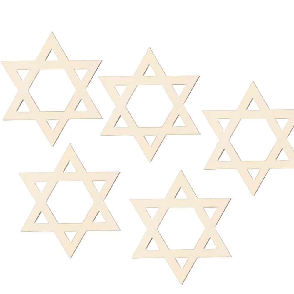 

5 шт. Подставка для салфеток на Хануку Кольцо для салфеток Звезда Давида Рош ха-Шана Деревянные завязки для салфеток Декор стола Песах Шаббат Шалом 5pcs 7cm