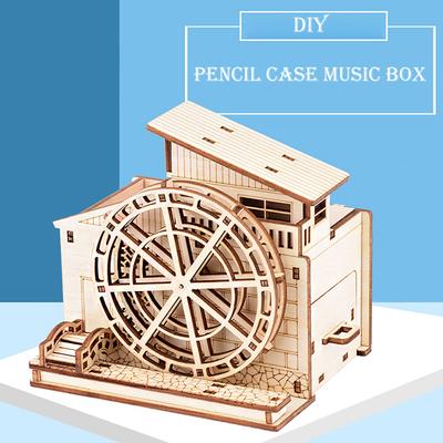 קופסת נגינה לפסנתר עבודת יד DIY קופסת נגינה קלמר יצירתי פאזל קישוט שולחני צעצוע מורכב מתנת יום הולדת