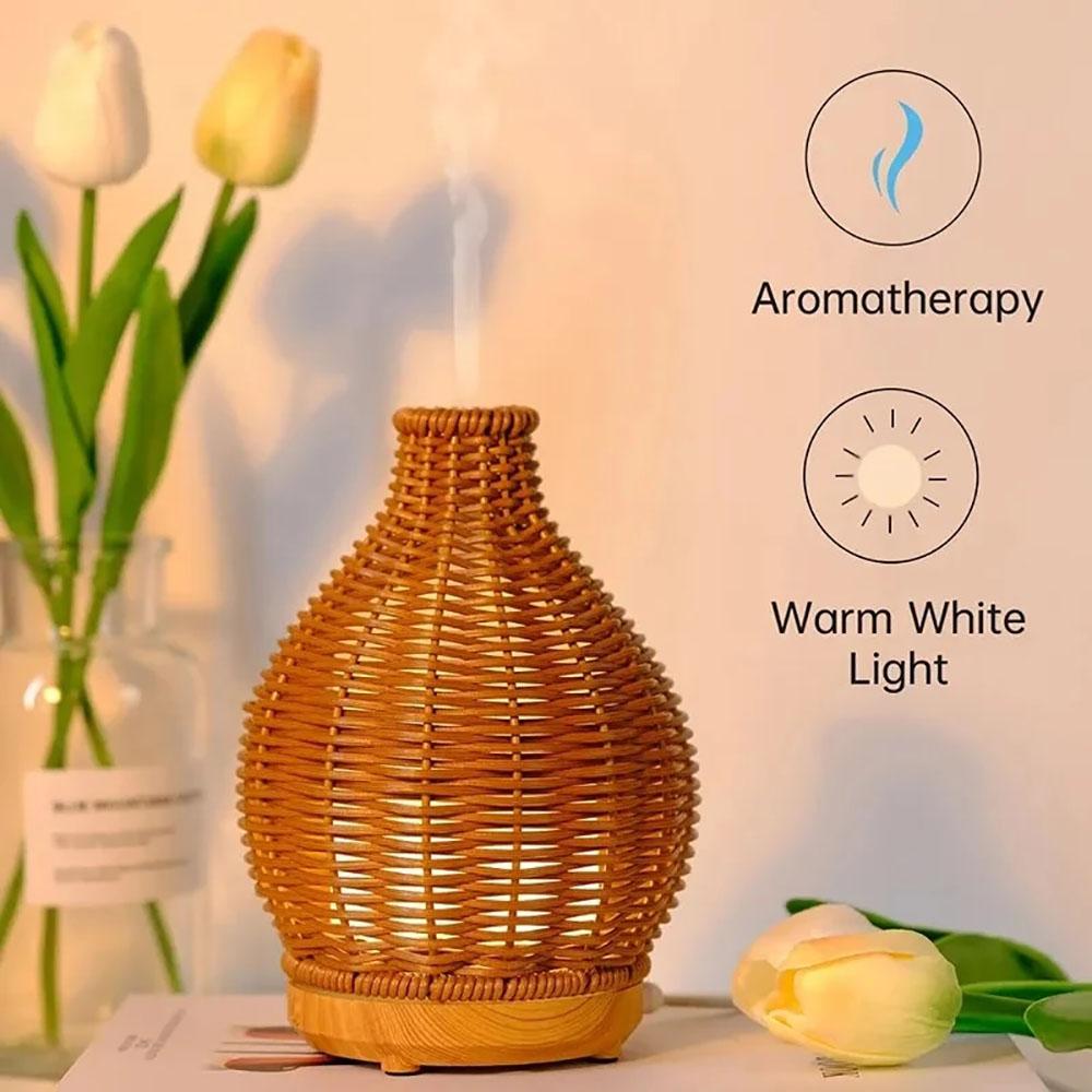 Wood Weave Vase Humidifier Aromatherapy Household Vase Air Humidifier Ultrasonic Mute Colorful Humidifier Spray Instrumen