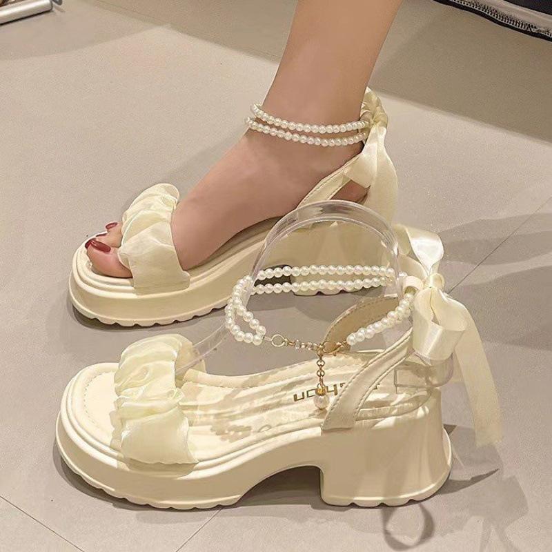Fashion Women's Sandals Summer 2025 Chunky Heels For Woman Platform Sandals Korean Reviews Many Shoes White Small Heels Sandals Ladies