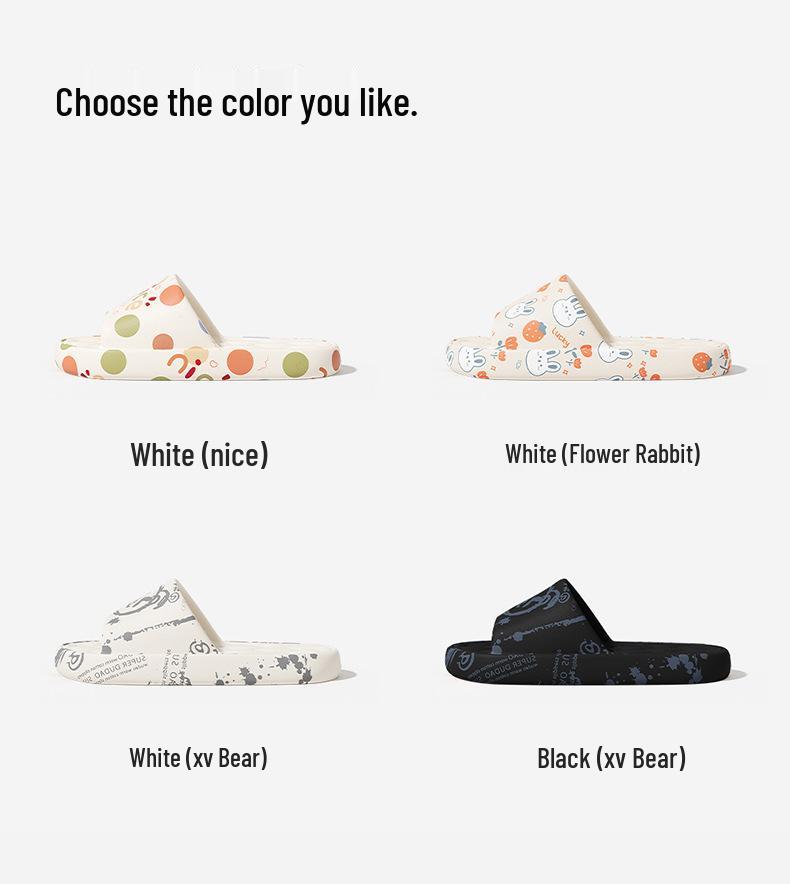 Women's Leakproof Cartoon Print Quick-Dry Slippers - Anti-Slip Soft Sole Sandals for Summer