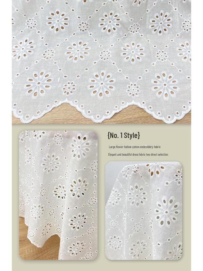 Wavy Edge Embroidered Cotton Fabric for Dresses, Kids' Clothing, Home Textiles, Tablecloths, and Shirts