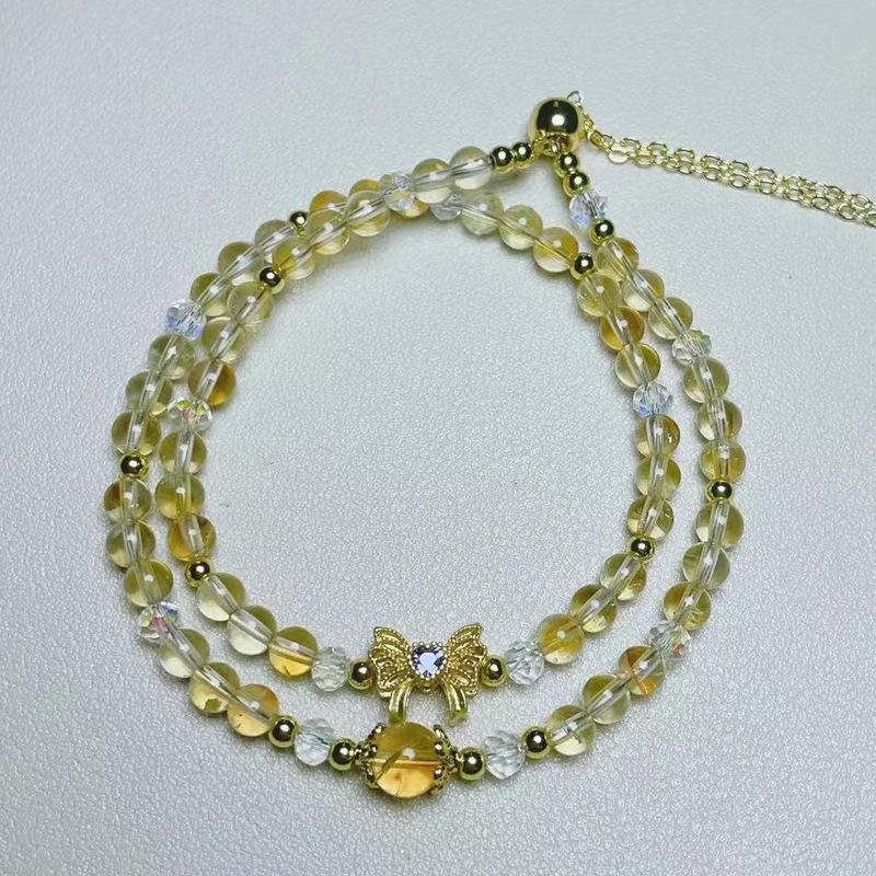 

Natural crystal jewelry, Huangta crystal, Huang Asai, double ring bracelet bracelet.