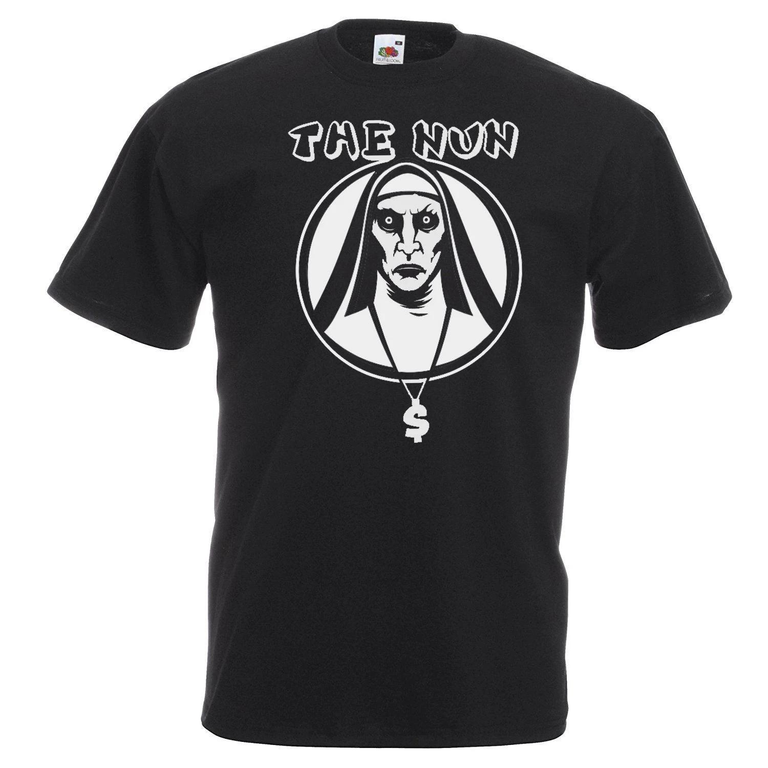 Mens The Nun Conjuring Valak Demon Horror Movie Unisex Black 100% Cotton T-shirt Mens Tees Top 3XL