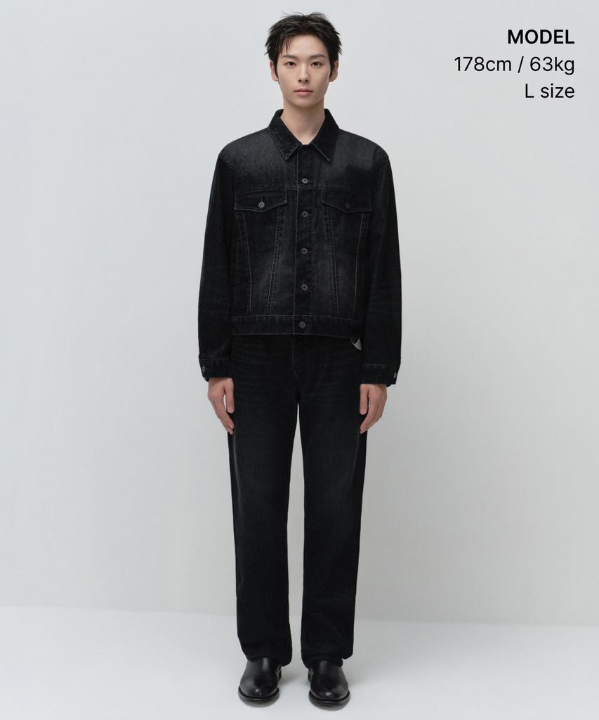 Musinsa Standard Velvet Denim Trucker Jacket [Black]