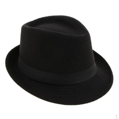 Classico cappello unisex in feltro Fedora con nastro invernale Manhattan in lana Panama - Nero, come descritto