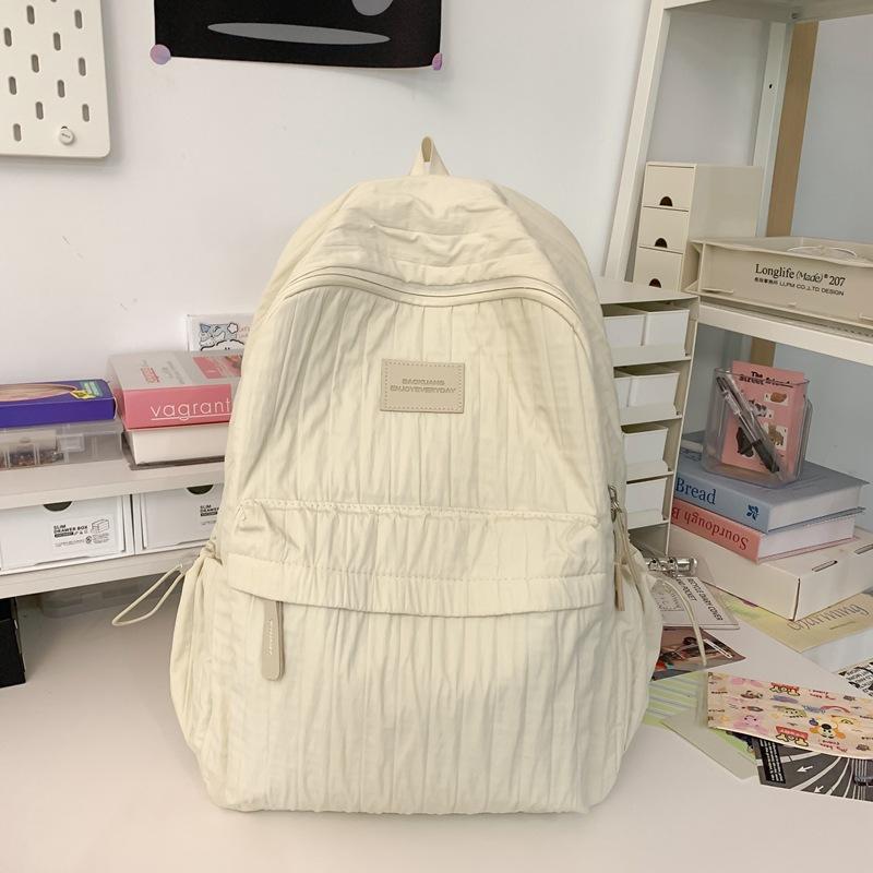 Junior High School Girls Schoolbag Girls Solid Color Versatile Large Capacity Backpack Small Fresh Travel Lightweight Backpack