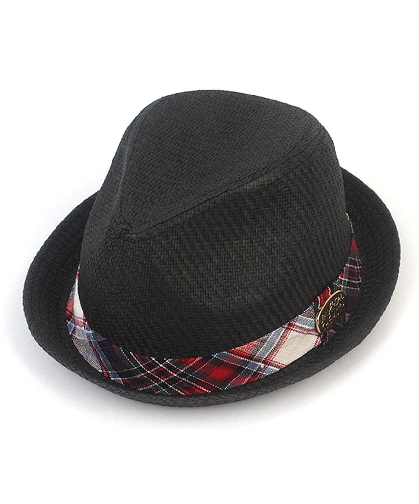 Yunibeosyeolkemiseuteuli Very Short Check Line Black Fedora Summer Fedora