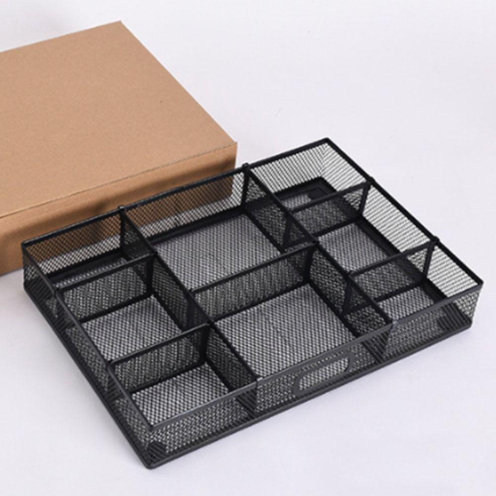 Modern Metal Mesh Drawer Organizer Black Multi-Compartment Desk File Organizer Hollow Removable File Storage Rack Office