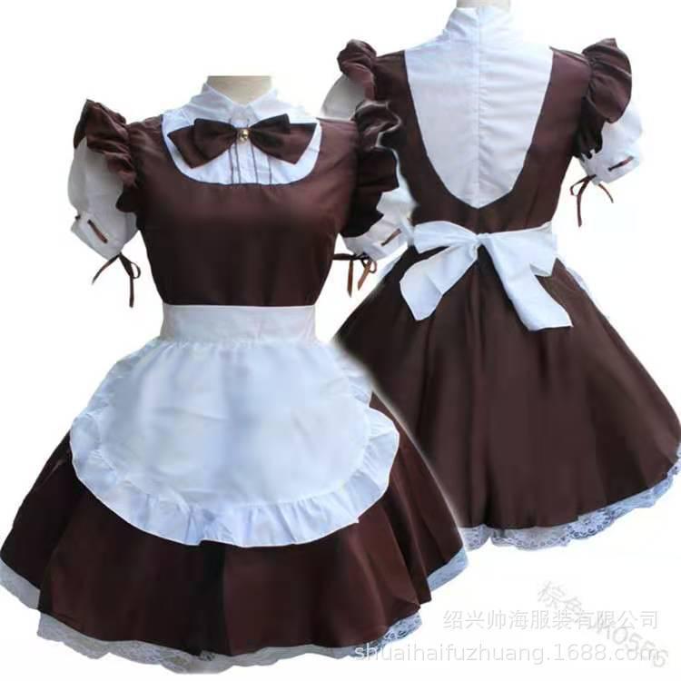 Traje de Sirvienta Cosplay Vintage con Mangas Abullonadas y Detalles de Encaje