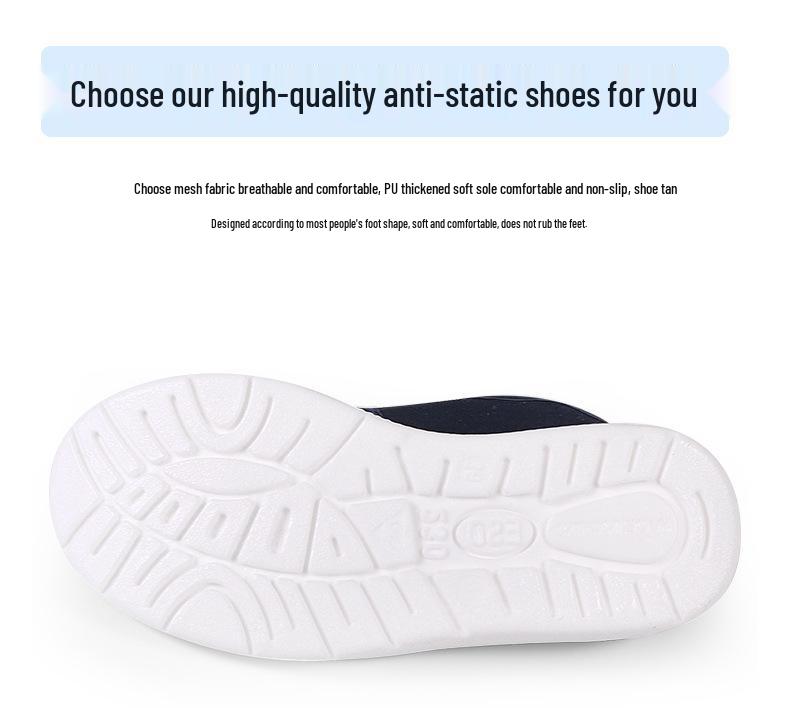 Breathable Anti-static Mesh Shoes with Thick Soft Soles and Non-slip Velcro Canvas