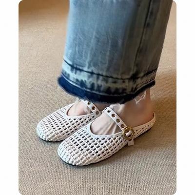 Closed-toe Shoes Half-slippers Women's Crocs Woven Sandals One-step Shoes Lazy People