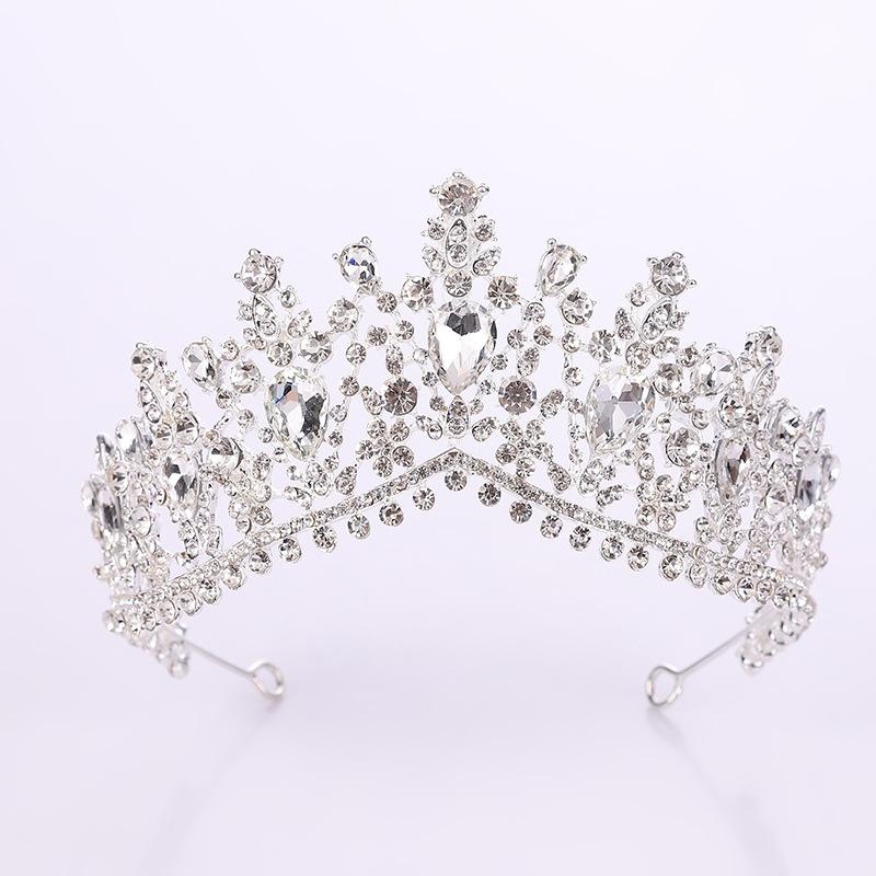 Vintage Baroque Dark Blue Crystal Crown Bridal Hair Accessories Elegant Queen Tiaras Diadem Girls Wedding Dress Headbands