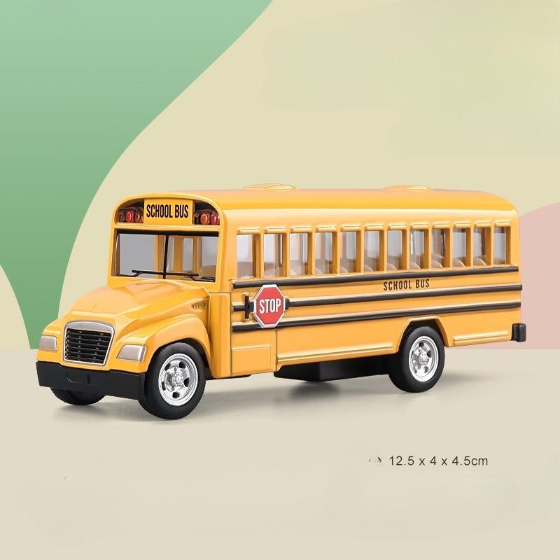 Druckguss-Simulation 1:100 Legierung Schulbus Modell Kinder Jungen Spielzeug Fahrzeug Geburtstagsgeschenk Heimdekoration Metall Miniatur Auto