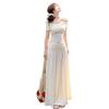 French white off-shoulder top for women, summer design with a gentle and elegant knit midi skirt, two-piece set dress