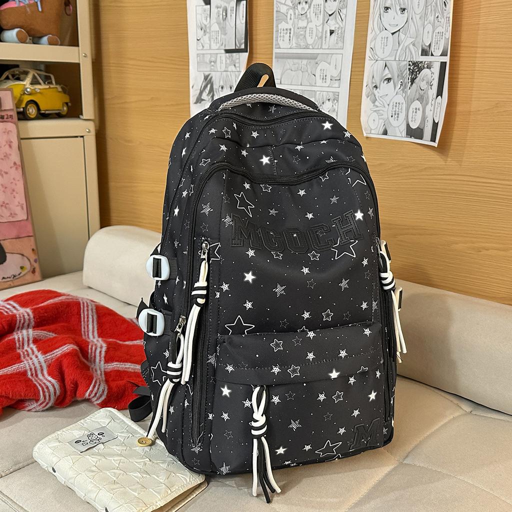 Schoolbag Japanese Ins Simple Star Printed Backpack Female Students High Value Large Capacity Backpack Junior High School School Bag