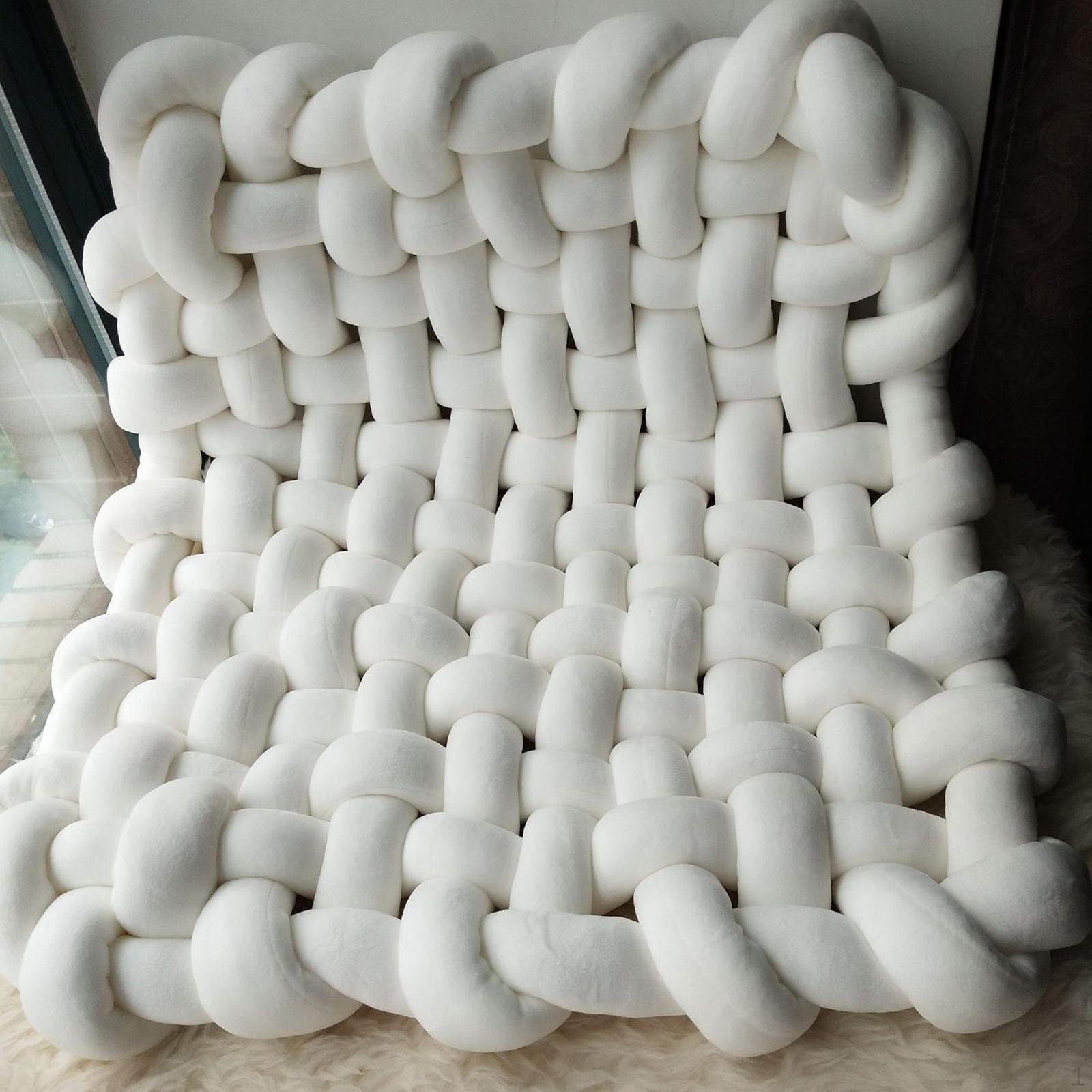 Декоративный вязаный плед, Теплый плед-покрывало, Толстый мягкий вязаный крючком плед, Вязаная пряжа для гостиной белый