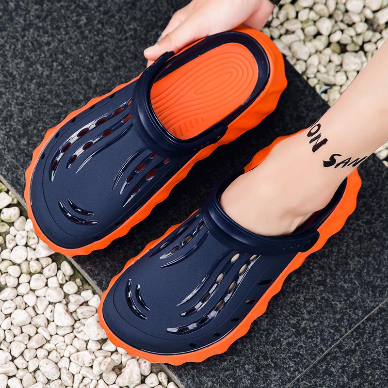 Sandalen für Herren Lochschuhe für Herren Runde Zehenpartie Strandschuhe Jelly-Sandalen Herren Hausschuhe Fahrschuhe