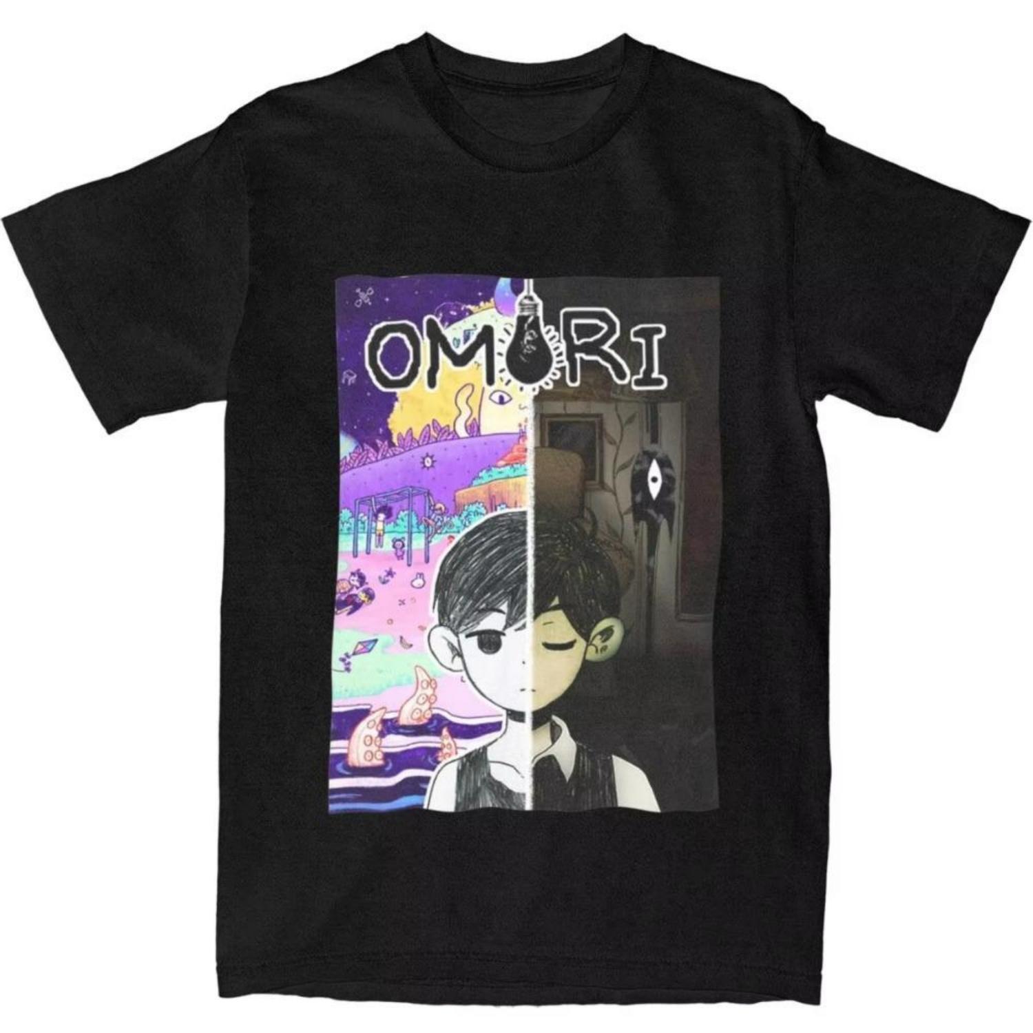 Горячая Аниме Игра Omori Футболка Y2K Ретро Футболка С Круглым Вырезом Харадзюку Футболка Оптовая Удобная Футболка С Коротким Рукавом S чёрный