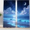 Seascape Curtains 2pcs – Ocean Waves Under Cloudy Sky, Serene Coastal View Window Decor for Home