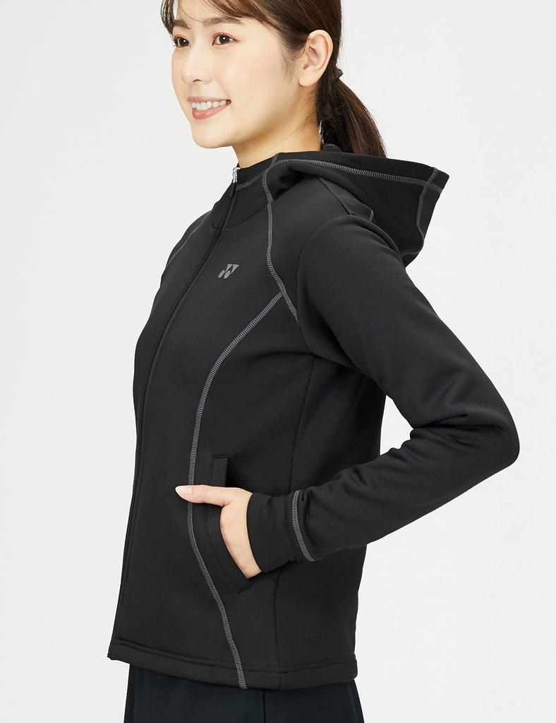 Yonex Knit Black Size L Women's Warm-Up Hoodie, 58101, (007),