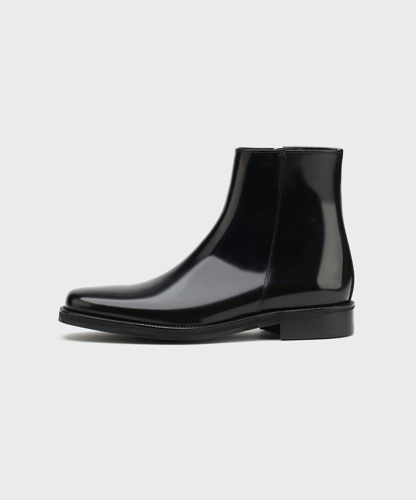 Firenze Atelier [Vibram] Minimal Semi-Square Zip-Up Boots 7430-Z [Box Black]