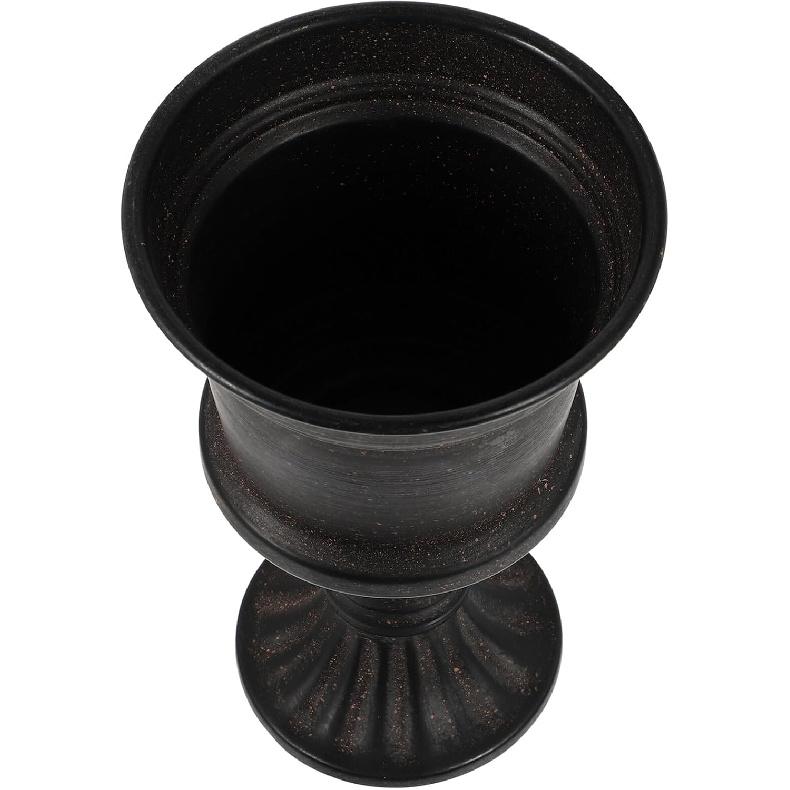 Angoily Classic Garden Urn Planter for Outdoor Plants Decorative Black Urn Planter Vintage Style Flower Pot for Home Garden Front Porch Door Deck
