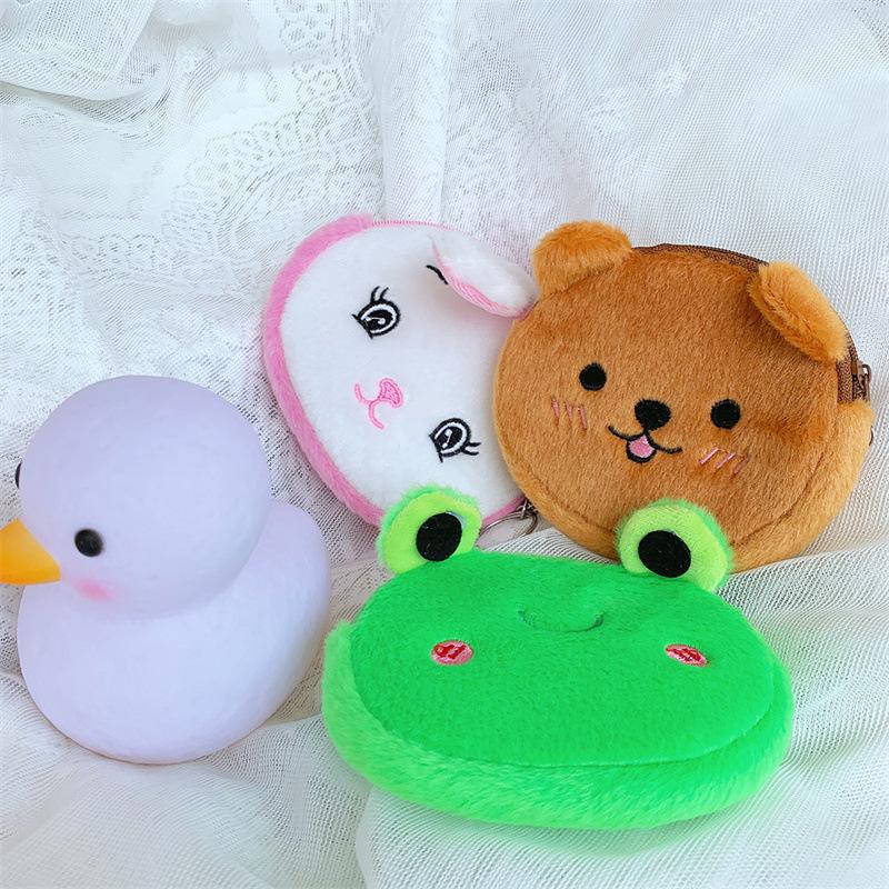 Bear Plush Change Storage Bag Cute Girl Portable Coin Earphone Bag Makeup Storage Organizer Cosmetic Bag