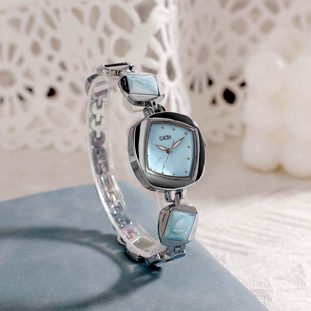 GEDI Women's Quartz Watch - Creative Unique Irregular Design, Rhombus Bracelet Watch with Premium Exquisite Mother-of-Pearl