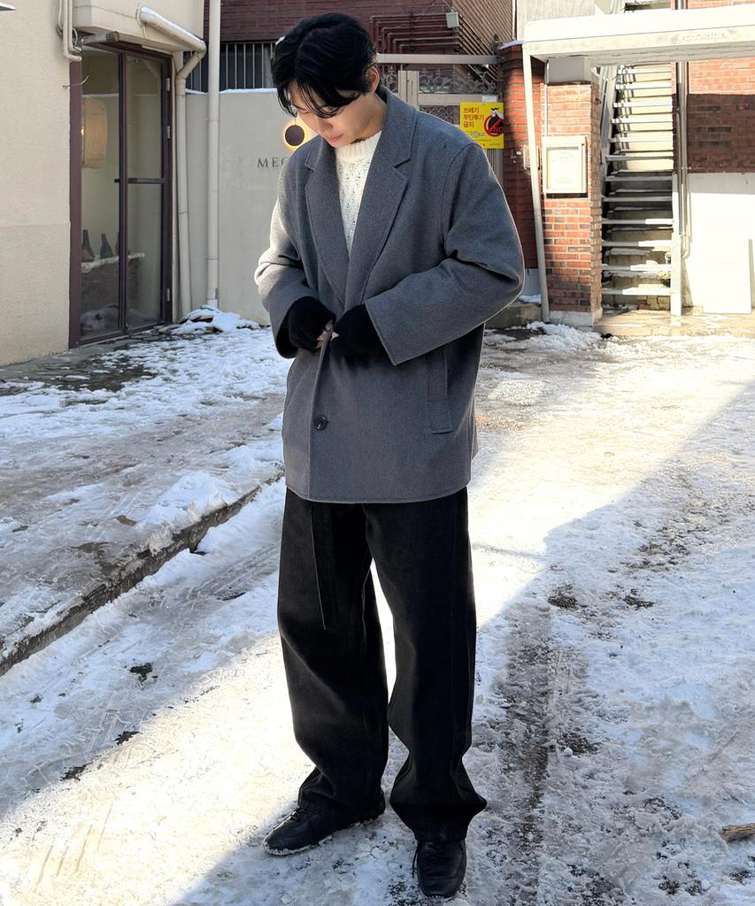 Plac Minimal Pea Coat Charcoal