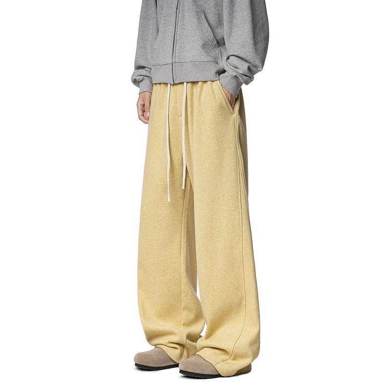 51 Hip-Hop American Style Solid Color Casual Sweatpants Men's Pants Winter Thickened Trendy Brand Fleece-Lined Straight-Leg Casual Long Pants Women's