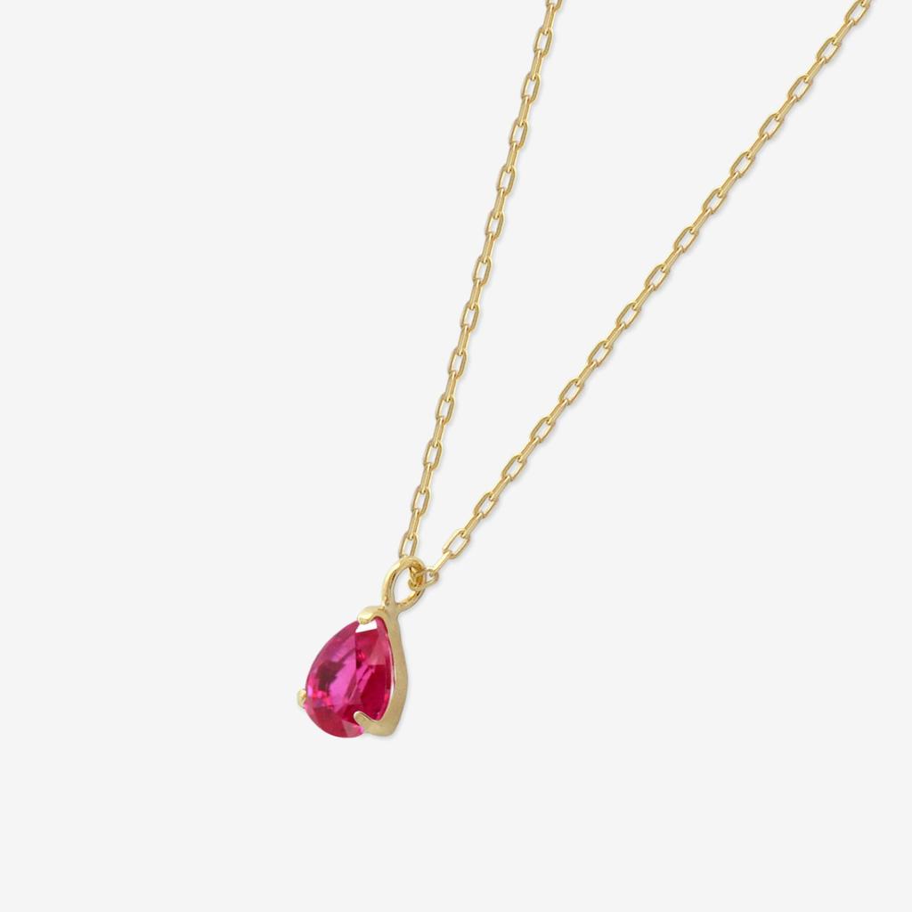 ESTELLE [Official] [Web Exclusive] Women's Necklace in 10K Yellow Gold with July Birthstone Ruby and Drop Motif (0452-8217-0019-0000)