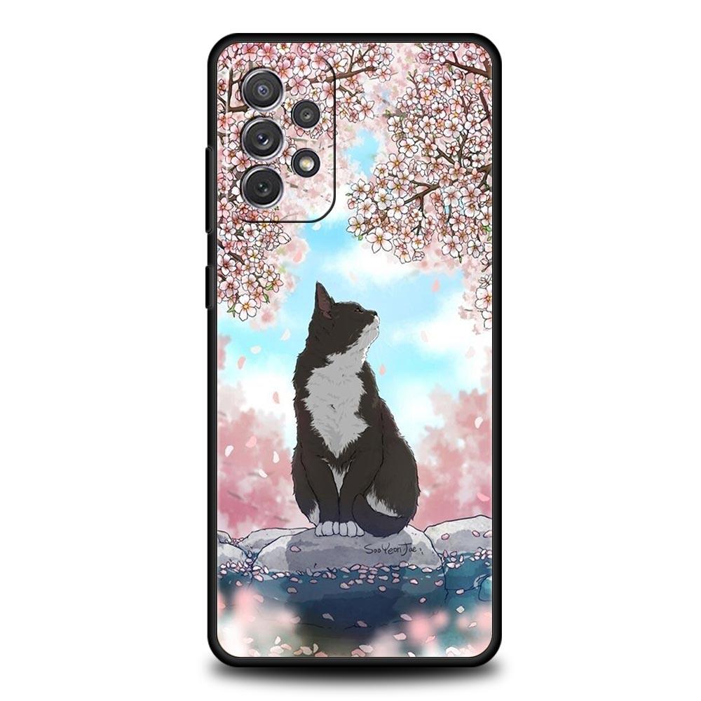 Cherry Blossoms Traint Moun Fuji Case For Samsung A13 A51 A71 A41 A31 A21S A11 A01 A03S A12 A32 A52 A22 A23 A33 A53 A73 5G Cover
