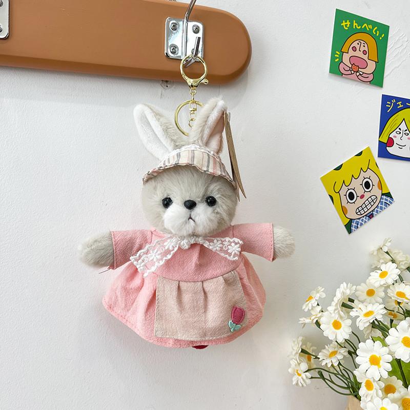 Toy Plush Rabbit Doll Clothes Couple Key Chain Backpack Accessory Gift Birthday